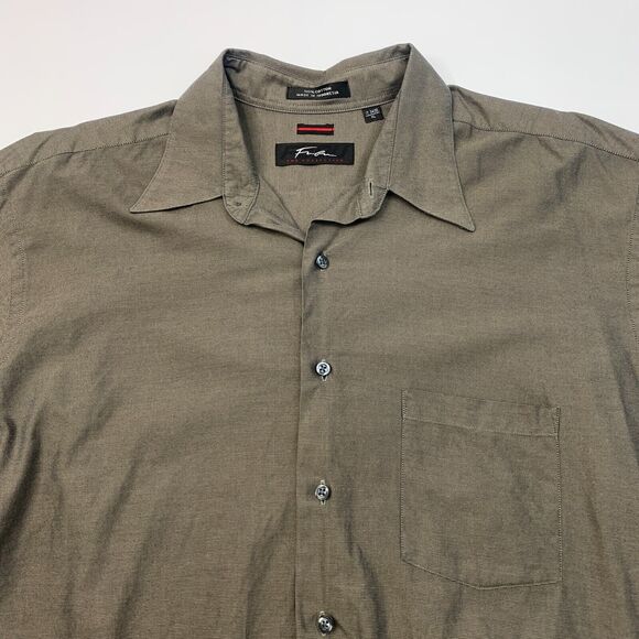 Fubu Shirt Mens XL Extra Large Otter Brown Button Up Cotton Long Sleeve Pocket - Picture 3 of 9